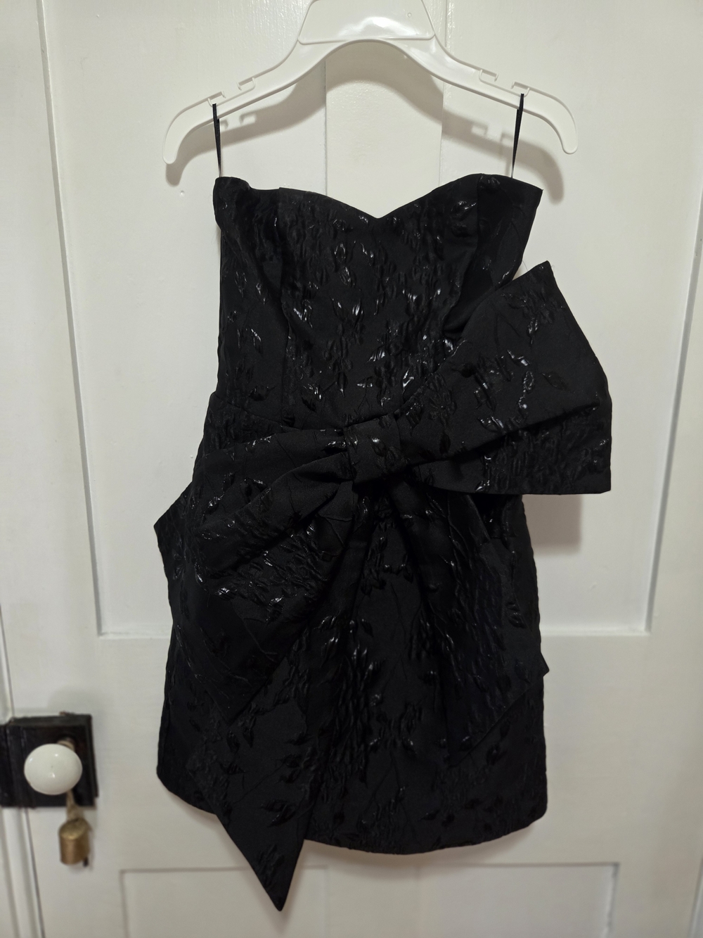 Strapless Black Party Dress with Statement Bow Size Extra Small With 90s Flare